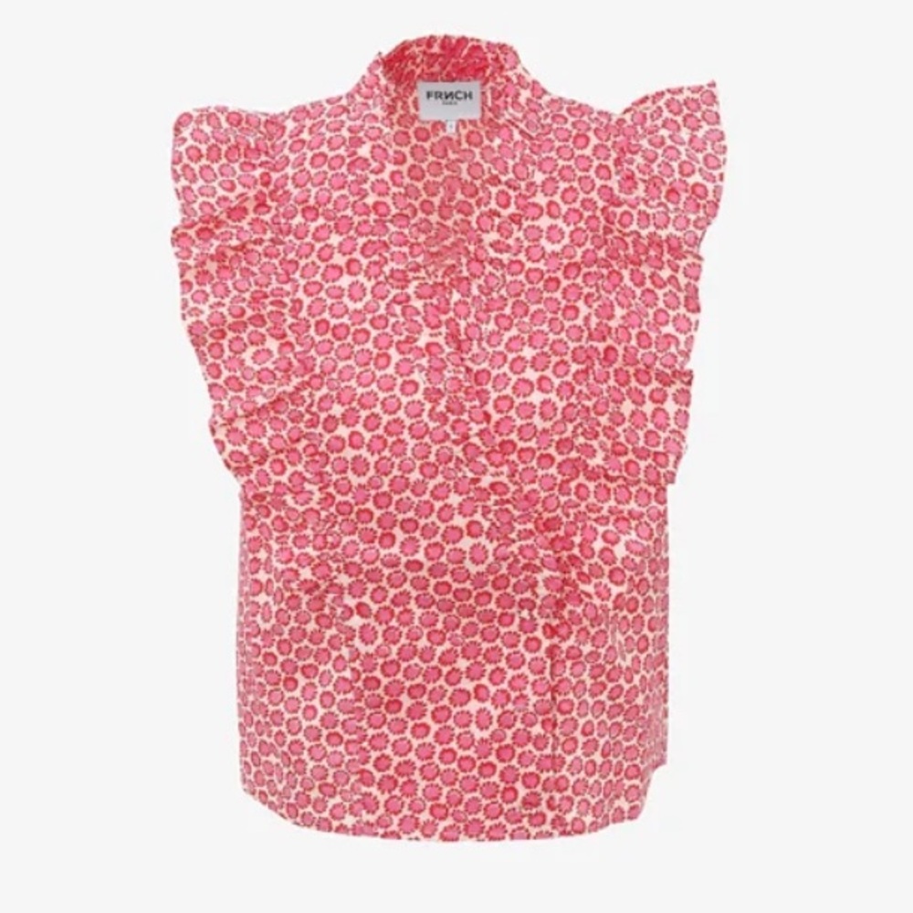 FRNCH paris Taya Blouse Floral Ruffle Pink Flutter Sleeve